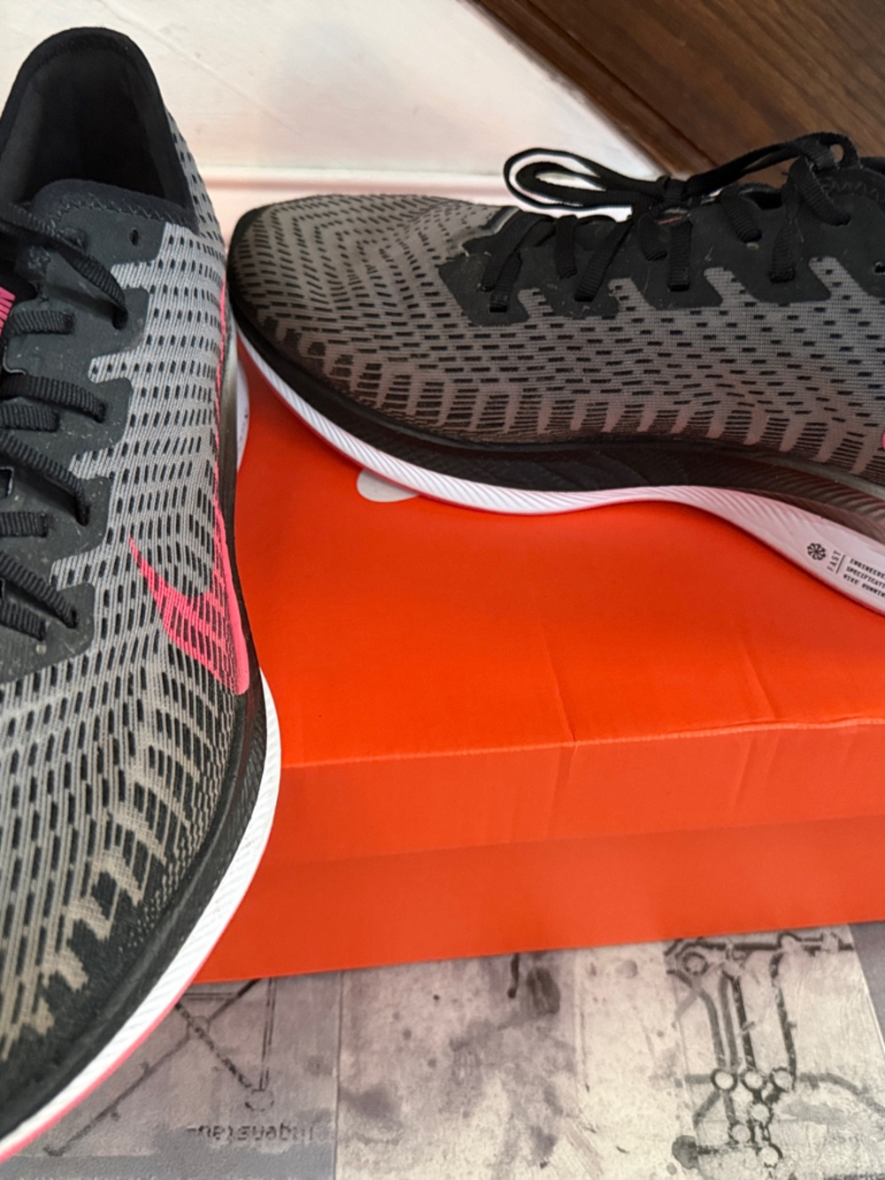 Nike  Gray and Pink Athletic Running Shoes